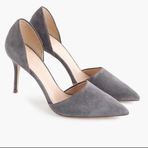 J.Crew Gray Elsie Suede D'orsay Heels